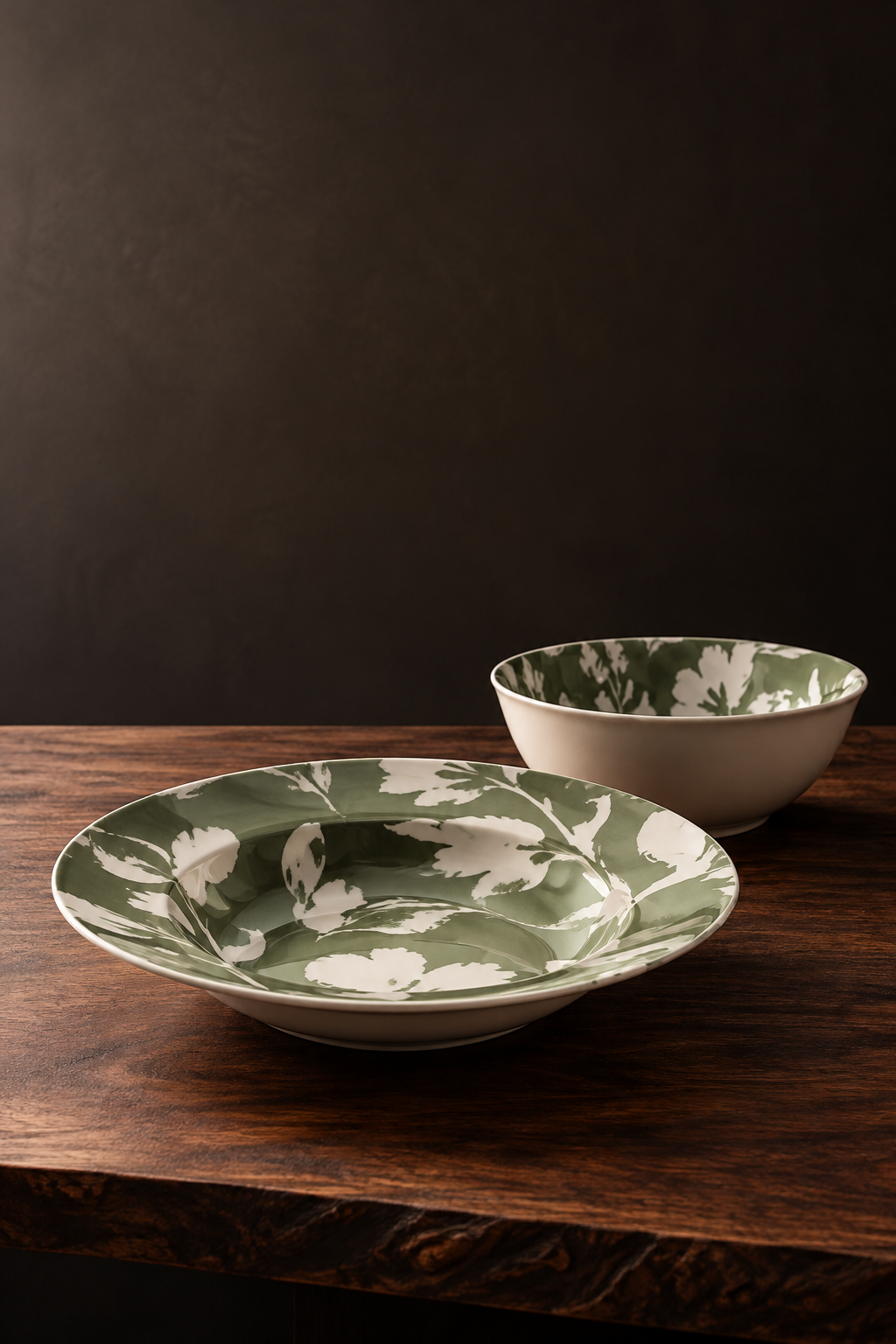 Ceramic dinnerware styled on a dining table; illustrative placeholder image